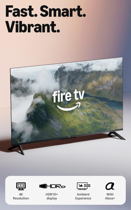 Fire TV 50" 4-Series (newest model), 4K Ultra HD smart TV with Alexa Remote, HDR10+, fast processor, Dolby Audio, Ambient Experience, free and live TV, find shows faster with Alexa+